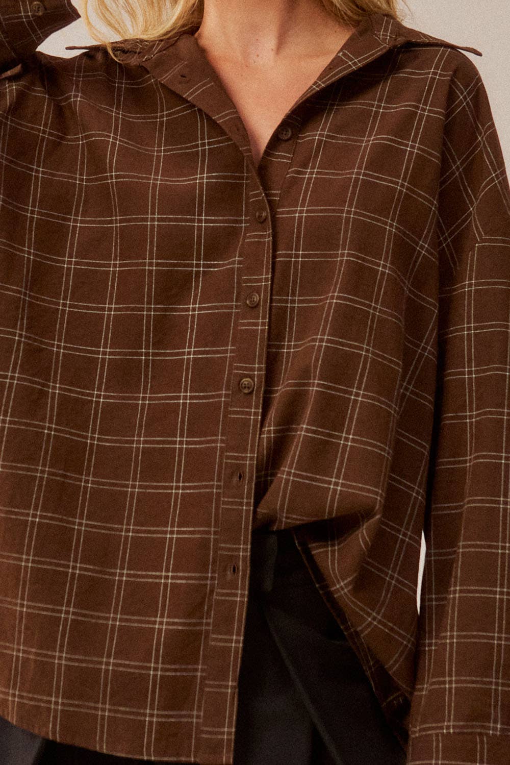 Windowpane Check Oversize Button-Up