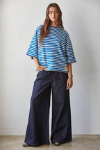 Final Sale-Knit Cotton Striped Short Sleeve