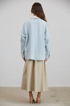 Utility Contrast Collared Denim Jacket
