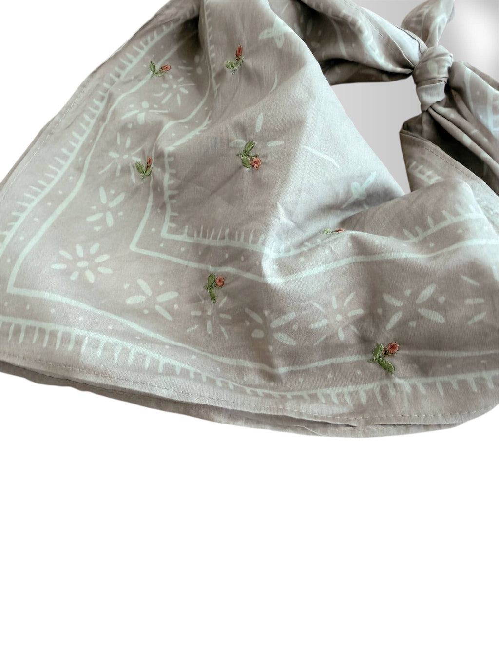 Final Sale-Mini pink flower Gray bandana