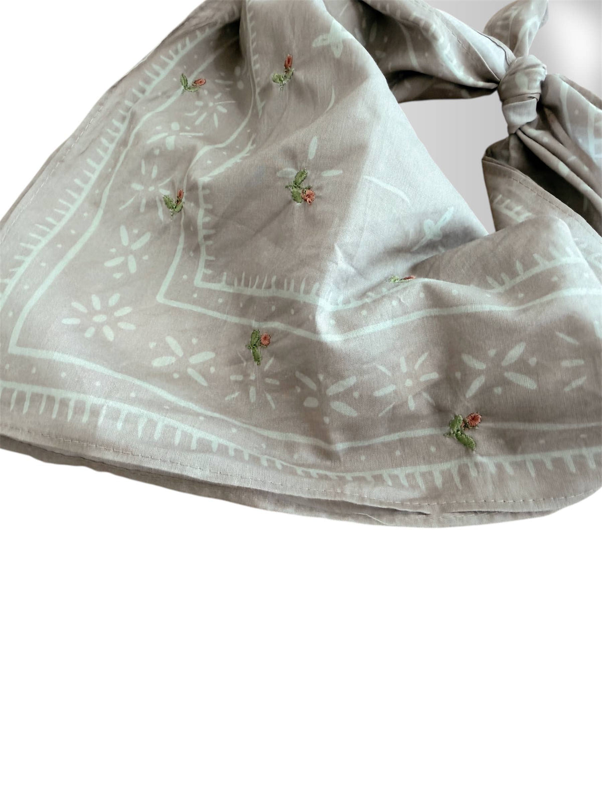 Final Sale-Mini pink flower Gray bandana