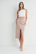Final Sale-Open Slit Midi Skirt