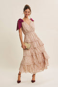 Beloved Tiered Floral Shoulder-Tie Maxi Dress