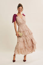 Beloved Tiered Floral Shoulder-Tie Maxi Dress