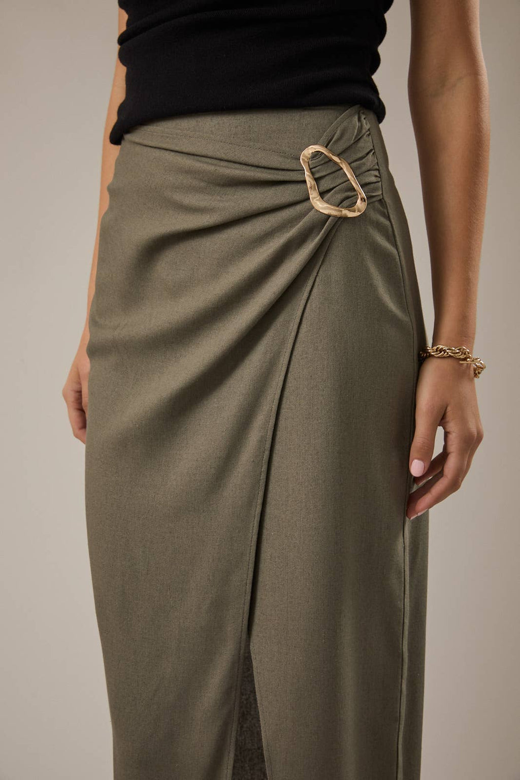 Final Sale-Wrap Midi Skirt